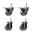 thumbnail image 1 of 4 Inch Semi Steel Swivel 5/8 Inch Threaded Stem Caster Set 2 Total Lock Brakes, 1 of 2