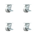 thumbnail image 1 of 4 Inch Semi Steel Swivel Caster Set with Ball Bearings and Brakes Service Caster, 1 of 2
