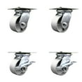 thumbnail image 1 of 4 Inch Semi Steel Swivel Caster Set with Roller Bearings 2 Brakes Service Caster, 1 of 2