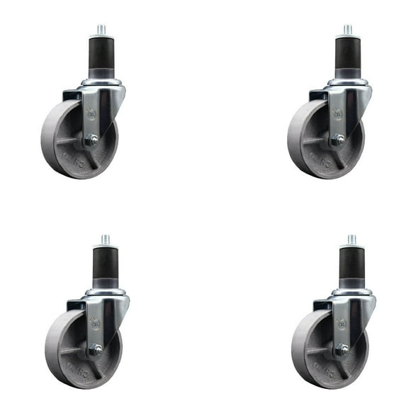 4 Inch Semi Steel Wheel Swivel 1-5/8 Inch Expanding Stem Caster Set SCC