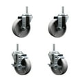 thumbnail image 1 of 4 Inch Semi Steel Wheel Swivel 3/4 Inch Threaded Stem Caster Set 2 Brakes SCC, 1 of 2