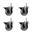 thumbnail image 1 of 4 Inch Semi Steel Wheel Swivel 3/4 Inch Threaded Stem Caster Set with Brake SCC, 1 of 2