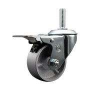 4 Inch Semi Steel Wheel Swivel 5/8 Inch Threaded Stem Caster Total Lock Brake