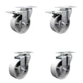 thumbnail image 1 of 4 Inch Semi Steel Wheel Swivel Top Plate Caster Set 2 Total Lock Brakes SCC, 1 of 2