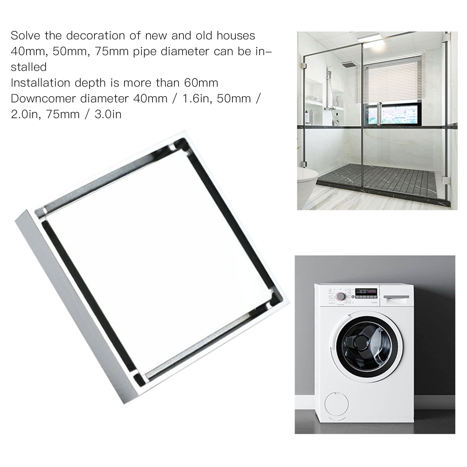 4 Inch Shower Drain, Stainless Steel Bathroom Floor Drain 1.3mm