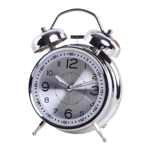 4 Inch Silent Alarm Clock Retro Metal Bell Sweep Movement Luminous Night Light
