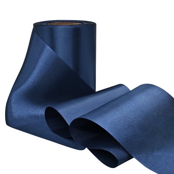 GTYBOVA 4 Inch Silk Satin Ribbon – 25 Yards , Frayed Edge for Gift Wrapping, Wedding Bouquets, Baby Shower Decor, Bridal & Holiday Crafts Navyblue
