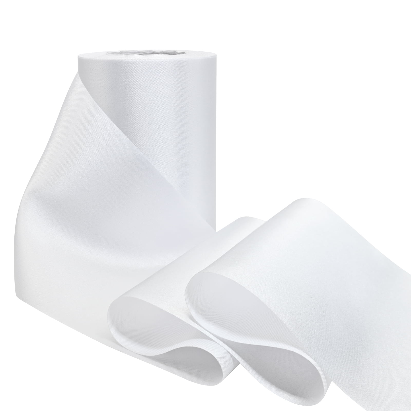GTYBOVA 4 Inch Silk Satin Ribbon – 25 Yards , Frayed Edge for Gift Wrapping, Wedding Bouquets, Baby Shower Decor, Bridal & Holiday Crafts White