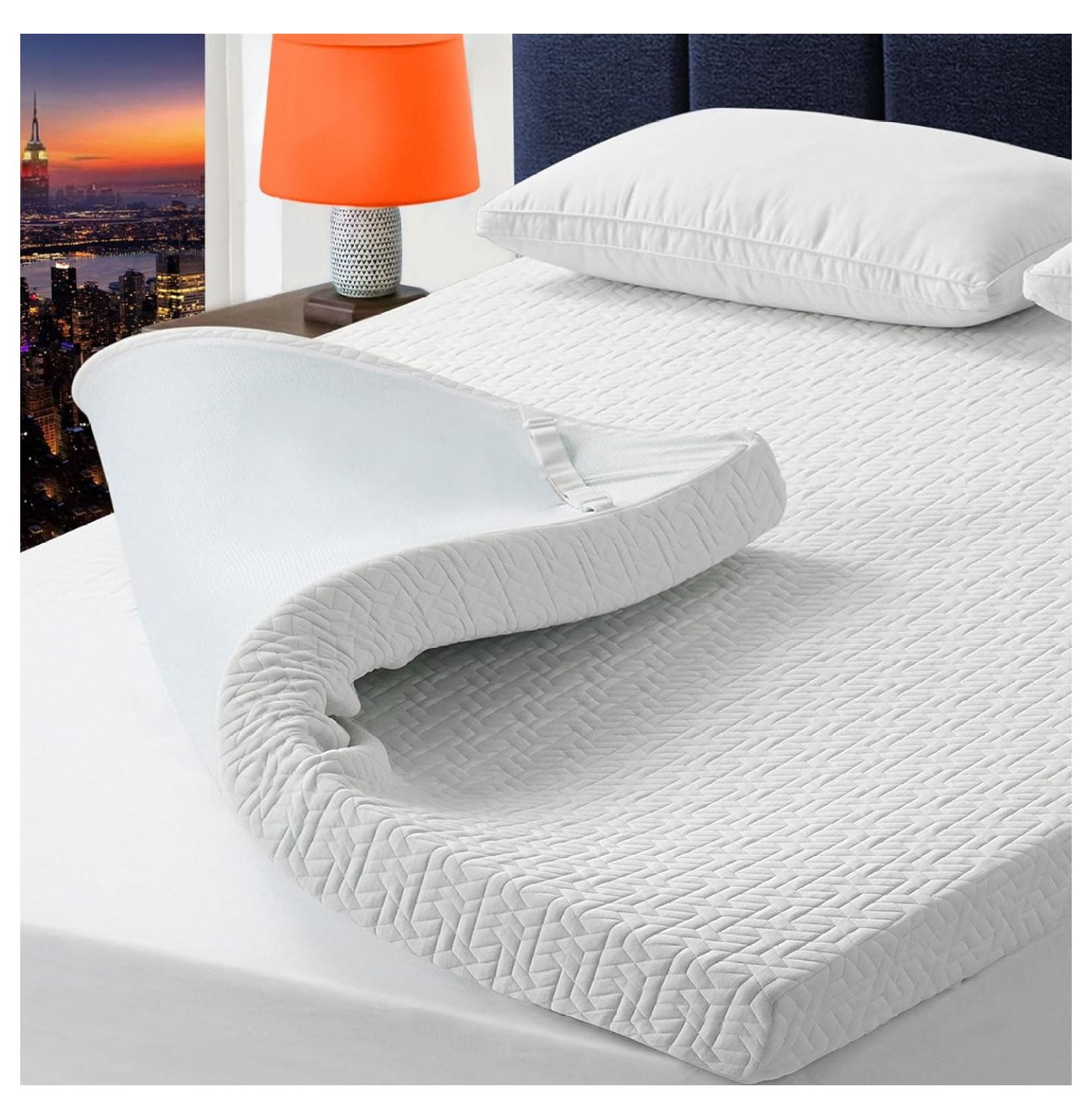 4 Inch Size Cooling Mattress Topper Gel Memory Foam, High Density Soft