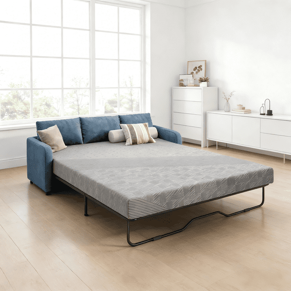 4 Inch Queen Size Memory Foam Mattress, Sleeper Sofa Replacement Mattress with Removable Washable Cover, for Pull Out Bed, Guest Room, RVs, Boats (Sofa Not Included)