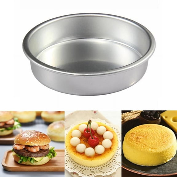 4 Inch Small Cake Pan Set of 4, P&P CHEF Stainless Steel Baking Round Cake Pans Tins Bakeware for Mini Cake Pizza, Quiche, Non Toxic