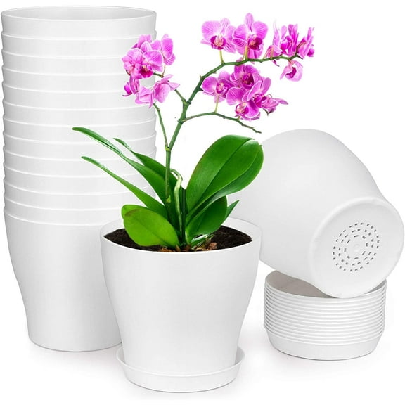 4 Inch Small Plant Pots, 8 Pack Plastic Planters with Drainage Holes and Saucers,Topboutique Small Flower Pot for Flowers Plants, Succulents, Seed Starting Pots, Terracotta