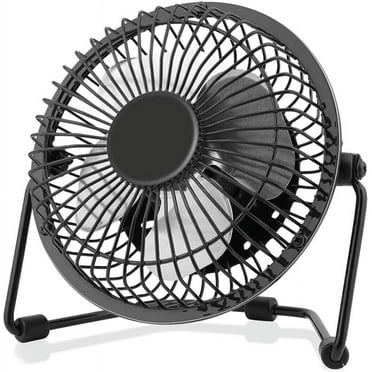 4 Inch Small USB Desk Fan, Mini Quiet Fan with Metal Construction & Strong Airflow & 360Adjustable Tilt Angle, Personal Cooling Fan for Desktop Office (Black)