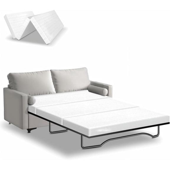4 Inch Sofa Bed Mattress Replacement, Queen Size 72" x 59", CertiPUR-US Certified, Foldable Design with Breathable Removable Washable Cover for Sleeper Couch, RV, Guest Room, Camping Use