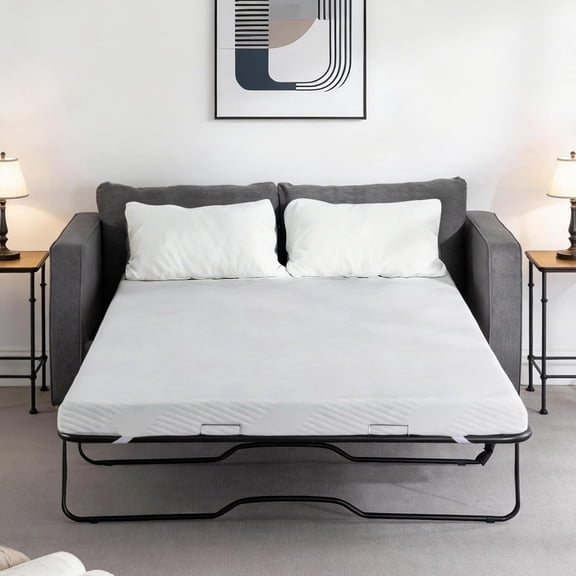 4 Inch Sofa Bed Mattress Replacement, Queen Size - High Density Memory Foam Pull Out Couch Mattress Topper, Hybrid Topper-Mattress Design for Folding Sleeper Sofa, CertiPUR-US (Sofa Not Included)