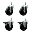 thumbnail image 1 of 4 Inch Soft Rubber 3/8 Inch Threaded Stem Caster Set 2 Brakes SCC, 1 of 2