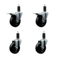 thumbnail image 1 of 4 Inch Soft Rubber Swivel 1-1/4 Inch Expanding Stem Caster Set 2 Brakes, 1 of 2