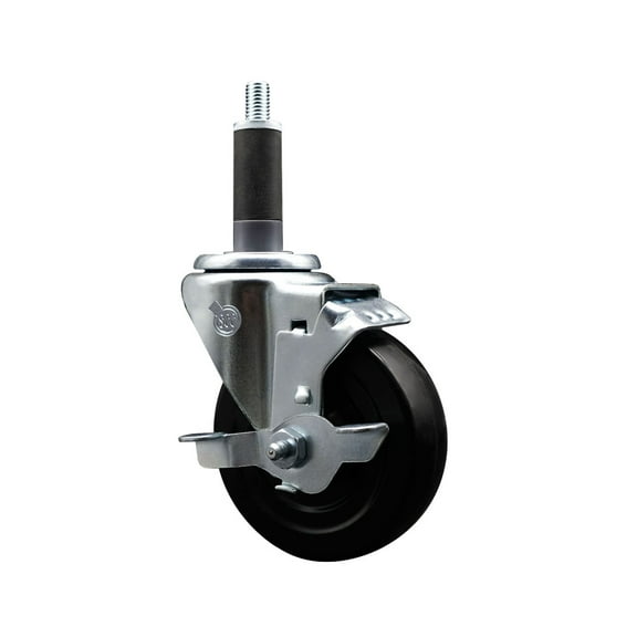 4 Inch Soft Rubber Swivel 1 Inch Expanding Stem Caster with Brake SCC