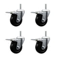 thumbnail image 1 of 4 Inch Soft Rubber Swivel 3/4 Inch Threaded Stem Caster Set with Brake, 1 of 2