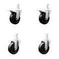 thumbnail image 1 of 4 Inch Soft Rubber Swivel 7/8 Inch Square Stem Caster Set 2 Total Lock Brakes, 1 of 2
