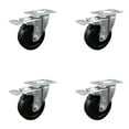 thumbnail image 1 of 4 Inch Soft Rubber Swivel Top Plate Caster Set with Total Lock Brake SCC, 1 of 2