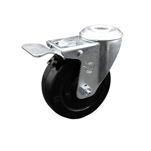 4 Inch Soft Rubber Wheel Bolt Hole Caster with Total Lock Brake Service Caster