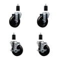 thumbnail image 1 of 4 Inch Soft Rubber Wheel Swivel 1-1/2 Inch Expanding Stem Caster Set 2 Brakes, 1 of 2