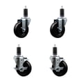 thumbnail image 1 of 4 Inch Soft Rubber Wheel Swivel 1-1/4 Inch Expanding Stem Caster Set 2 Brakes, 1 of 2