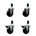thumbnail image 1 of 4 Inch Soft Rubber Wheel Swivel 1-3/8 Inch Expanding Stem Caster Set 2 Brakes, 1 of 2