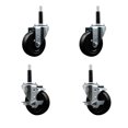 thumbnail image 1 of 4 Inch Soft Rubber Wheel Swivel 3/4 Inch Expanding Stem Caster Set 2 Brakes SCC, 1 of 2