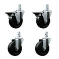 thumbnail image 1 of 4 Inch Soft Rubber Wheel Swivel 3/4 Inch Square Stem Caster Set 2 Brakes SCC, 1 of 2