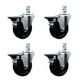thumbnail image 1 of 4 Inch Soft Rubber Wheel Swivel 3/4 Inch Square Stem Caster Set with Brake SCC, 1 of 2