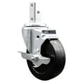 thumbnail image 1 of 4 Inch Soft Rubber Wheel Swivel 3/4 Inch Square Stem Caster with Brake SCC, 1 of 2