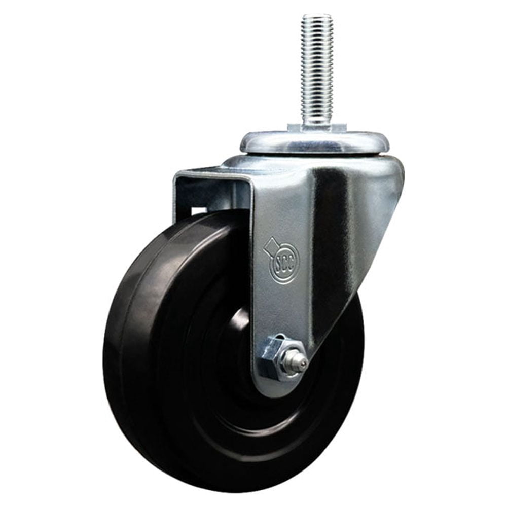 4 Inch Soft Rubber Wheel Swivel 3/4 Inch Threaded Stem Caster Service ...