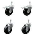 thumbnail image 1 of 4 Inch Soft Rubber Wheel Swivel 3/8 Inch Stem Caster Set 2 Total Lock Brake SCC, 1 of 2