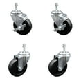 thumbnail image 1 of 4 Inch Soft Rubber Wheel Swivel 3/8 Inch Threaded Stem Caster Set 2 Brakes SCC, 1 of 2