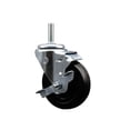thumbnail image 1 of 4 Inch Soft Rubber Wheel Swivel 5/8 Inch Threaded Stem Caster with Brake SCC, 1 of 2