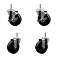 thumbnail image 1 of 4 Inch Soft Rubber Wheel Swivel 7/16 Inch Grip Ring Stem Caster Set 2 Brakes SCC, 1 of 2