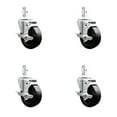 thumbnail image 1 of 4 Inch Soft Rubber Wheel Swivel 7/8 Inch Square Stem Caster Set with Brake SCC, 1 of 2