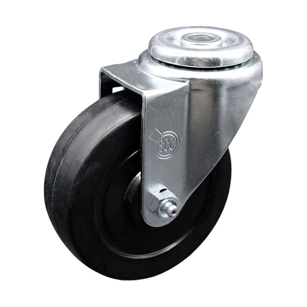 4 Inch Soft Rubber Wheel Swivel Bolt Hole Caster Service Caster Brand ...