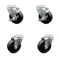 thumbnail image 1 of 4 Inch Soft Rubber Wheel Swivel Bolt Hole Caster Set with 2 Brake Service Caster, 1 of 2