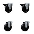 thumbnail image 1 of 4 Inch Soft Rubber Wheel Swivel Bolt Hole Caster Set with 2 Posi Lock Brakes SCC, 1 of 2