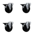 thumbnail image 1 of 4 Inch Soft Rubber Wheel Swivel Bolt Hole Caster Set with Posi Lock Brakes SCC, 1 of 2
