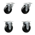 thumbnail image 1 of 4 Inch Soft Rubber Wheel Swivel Top Plate Caster Set with 2 Rigid Service Caster, 1 of 2