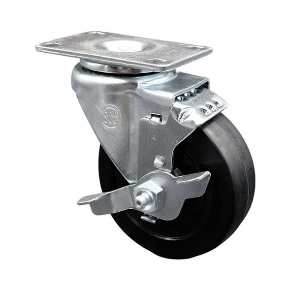 4 Inch Soft Rubber Wheel Swivel Top Plate Caster with Brake Service Caster Brand