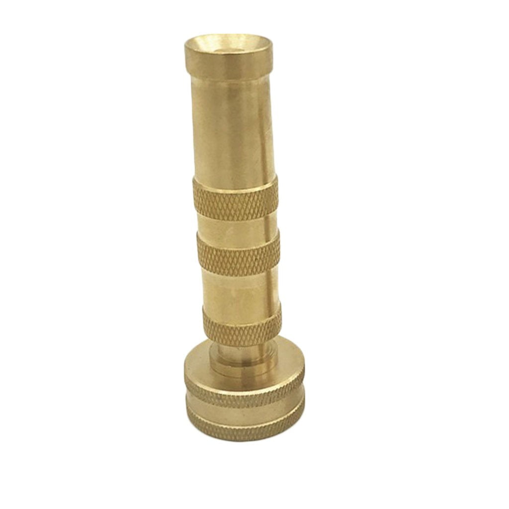 4 Inch Solid Brass Heavy Duty Twist Garden Hose Nozzle, Adjustable Watering Spray Nozzle for Lawn, Garden, and Car Washing, Durable Gold Brass Construction, Leak-Proof Design