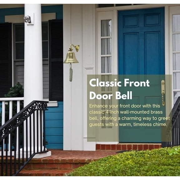 4-Inch Solid Brass Wall Mounted Ship Bell Classic Hanging Nautical Heavy-Duty Bell Ideal for Boats, Homes, Patios, Bars Indoor & Outdoor Use Gift for Maritime Enthusiasts