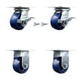 thumbnail image 1 of 4 Inch Solid Poly Caster Set 2 Brakes/Swivel Locks and 2 Rigid Service Caster, 1 of 2