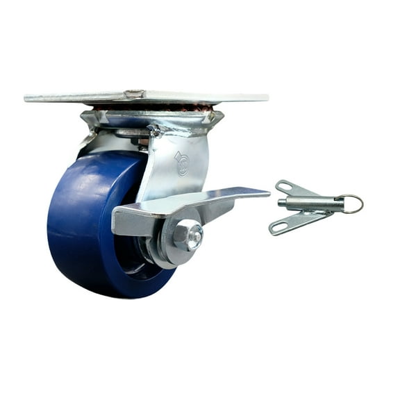4 Inch Solid Poly Caster with Ball Bearing and Brake/Swivel Lock Service Caster
