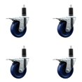 thumbnail image 1 of 4 Inch Solid Poly Swivel 1-1/4 Inch Expanding Stem Caster Set Total Lock Brake, 1 of 2